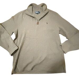 Polo Ralph lauren light brown 1/4 zip pullover sweater large